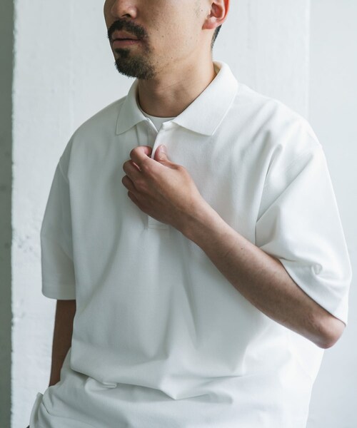 URBAN RESEARCH DOORS（アーバンリサーチドアーズ）の「『XLサイズ/WEB限定』『吸水速乾/接触冷感/イージーケア』クイックドライ 鹿の子 ポロシャツ（ポロシャツ・メンズ・BLUE GRAY/WHITE/BLACK・M/L/XL）」の14枚目の写真