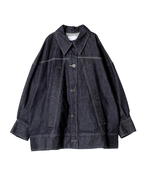 UN3D.(アンスリード)の「BIG DETAIL DENIM CT【セットアップ着用可能】(デニムジャケット・レディース・ホワイト/インディゴ・36/38)」の5枚目の写真