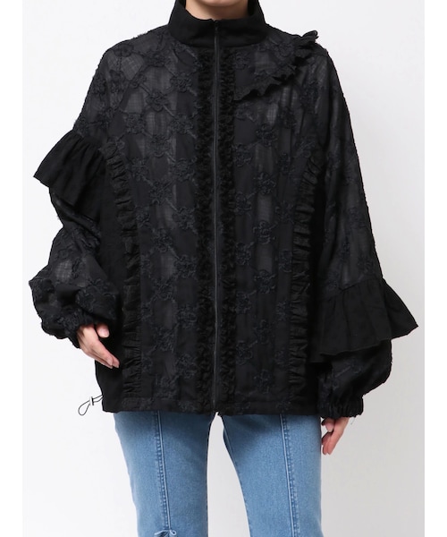 merry jenny（メリージェニー）の「flower frill laceブルゾン（ブルゾン・レディース・オフホワイト/ブラック/ピンク・F）」の5枚目の写真