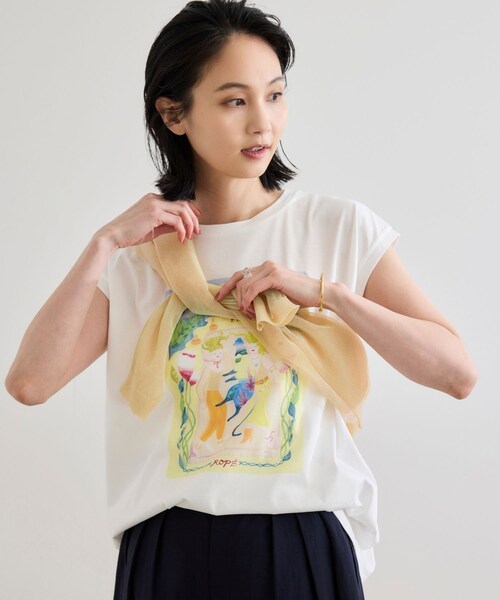 ROPE'（ロペ）の「【Kei Nagayama for ROPE'】プリント ノースリーブTEE【接触冷感・洗濯耐久あり】（Tシャツ/カットソー・レディース・ホワイト・F）」の7枚目の写真
