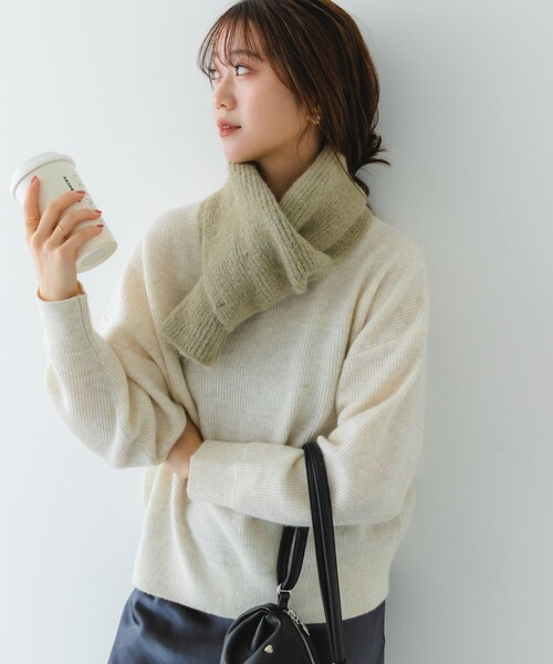 RODE SKO（ロデスコ）の「メランジロングマフラー（マフラー・レディース・BEIGE/CHARCOAL/BLUE・one）」の16枚目の写真