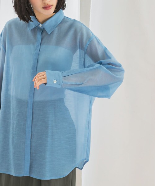 URBAN RESEARCH ROSSO（アーバンリサーチロッソ）の「リネンタッチイージーケアオーバーシャツ（シャツ/ブラウス・レディース・WHITE/LEMON/BLUE/NAVY・FREE）」の13枚目の写真