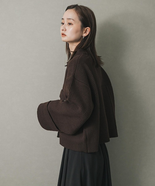 SENSE OF PLACE by URBAN RESEARCH(センスオブプレイスバイアーバンリサーチ)の「ニットショートジャケット(テーラードジャケット・レディース・BROWN/Y.BEIGE/CHARCOAL・one)」の19枚目の写真