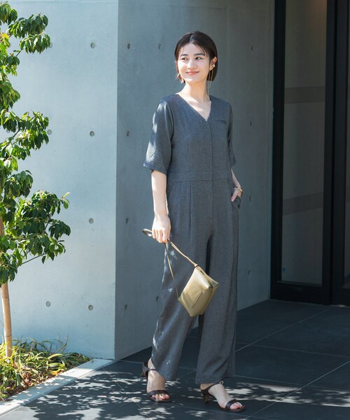 URBAN RESEARCH ROSSO（アーバンリサーチロッソ）の「リネンライク5分袖オールインワン（つなぎ/オールインワン・レディース・BLACK/BEIGE・36/38）」の15枚目の写真