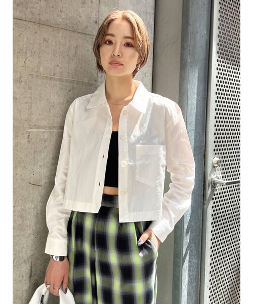 EMODA（エモダ）の「ドローイングプラントショートシャツ（シャツ/ブラウス・レディース・ライトミックス/ホワイト/ミックス/ブルー・F）」の3枚目の写真