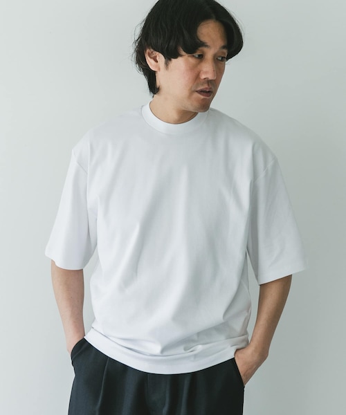 URBAN RESEARCH DOORS（アーバンリサーチドアーズ）の「『UR TECH』防汚ワイドテーパードTシャツ（Tシャツ/カットソー・メンズ・BLUE/WHITE/BLACK・M/L）」の5枚目の写真
