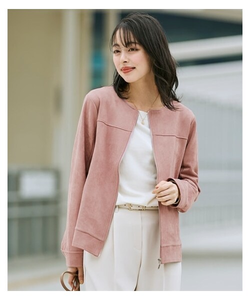 nissen（ニッセン）の「フェイクスエードノーカラーライダースジャケット＜大きいサイズ有＞（ライダースジャケット・レディース・ライトグレージュ/モカブラウン/くすみピンク/アイスブルー・L/LL/3L/4L/5L/6L/8L/10L/S/M）」の21枚目の写真