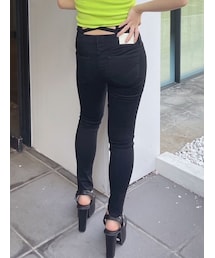 GYDA | ハイウエストウエストクロススキニーデニムパンツ(デニムパンツ)