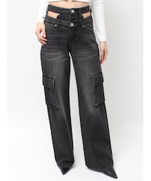 GYDA | ハイウエスト CUT OUT CARGOワイトデニムパンツ(デニムパンツ)