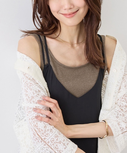 ROPE' PICNIC(ロペピクニック)の「ラメテレコタンクトップ(タンクトップ・レディース・ブラック/ホワイト/ブラウン・38)」の3枚目の写真