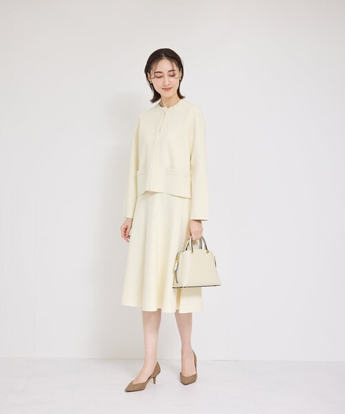 ROPE'（ロペ）の「ニットジャケット/イージーケア（ノーカラージャケット・レディース・オフホワイト/ネイビー・36/38）」の11枚目の写真