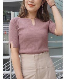 MERCURYDUO | 2WAYコンパクトVネックリブニット(ニット/セーター)