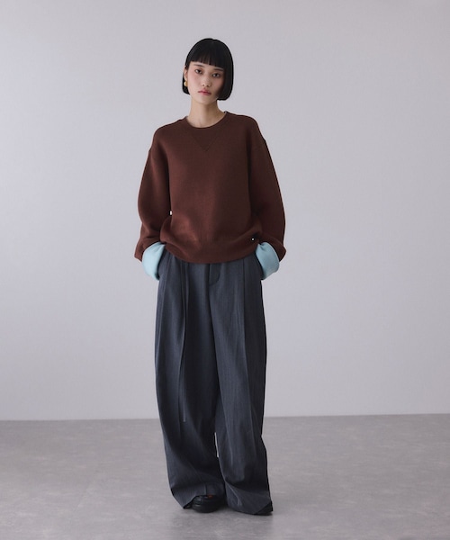 ADAM ET ROPE'(アダムエロペ)の「バイカラーリバーシブルニットプルオーバー(ニット/セーター・レディース・チャコール/ダークブラウン系/ピンク・F)」の14枚目の写真