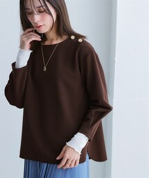 nissen | しわになりにくいキレイ目リップル肩ボタン９分袖プルオーバー（抗菌防臭・防しわ）(Tシャツ/カットソー)