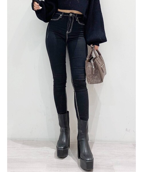 GYDA（ジェイダ）の「ワンウォッシュハイウエストパンツ（デニムパンツ・レディース・ブラック/インディゴ/ダークミックス・XXS/XS/S/M/L）」の8枚目の写真