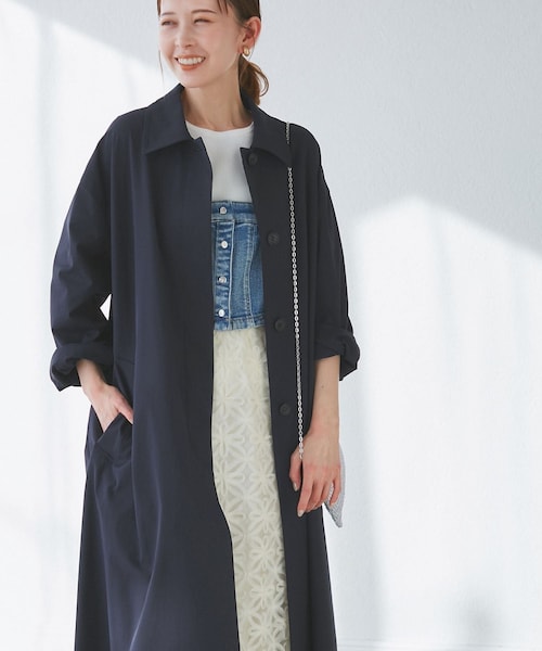 ROPE' PICNIC（ロペピクニック）の「【撥水・花粉ガード】ステンカラーコート/スプリングコート（ステンカラーコート・レディース・ベージュ/ベージュ系/ネイビー・36/38）」の5枚目の写真