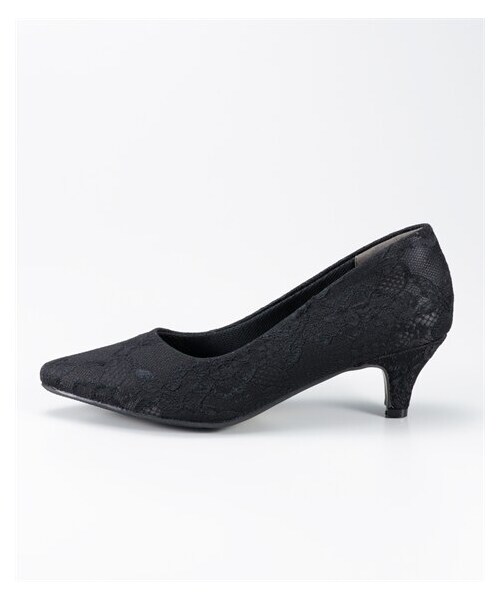 nissen（ニッセン）の「【ぴたっプス】ポインテッドトゥ５cmヒールパンプス（ワイズ２E）（パンプス・メンズ・黒(スムース)/グレージュ(スムース)/アイスグレー(スエード調)/黒(スエード調)×パイソン/ツイード調/シャンパン(レース)/黒(レース)/(不要)クラシックブラウン(ツイード調)/クラシックブラウン(ツイード調)・21.0cm/21.5cm/22.0cm/22.5cm/23.0cm/23.5cm/24.0cm/24.5cm/25.0cm/25.5cm/26.0cm/26.5cm/27.0cm）」の4枚目の写真