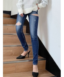 GYDA | SIDE RIPPED スキニーデニムパンツ(デニムパンツ)