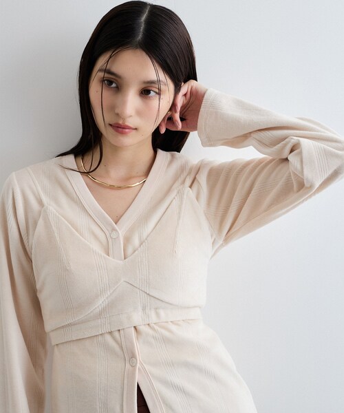 VIS（ビス）の「【Miller】VIS別注モデルベロアルームブラ【洗える】（キャミソール・レディース・ライトグレー/オフホワイト/レッド系・F）」の6枚目の写真