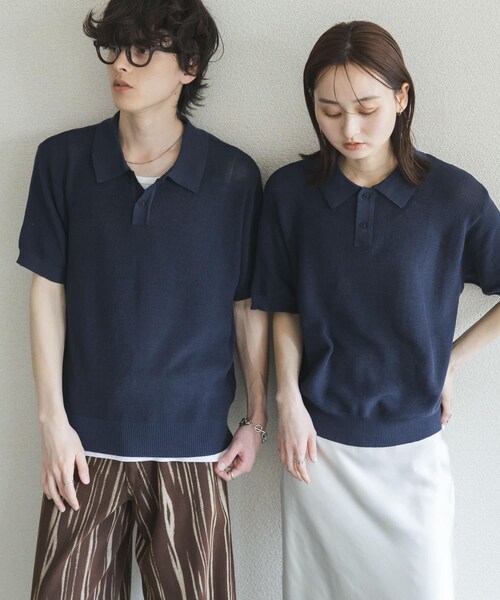 SENSE OF PLACE by URBAN RESEARCH(センスオブプレイスバイアーバンリサーチ)の「『ユニセックス/洗濯可』エアリーメランジニットポロシャツ(ニット/セーター・メンズ・IVORY/BLACK/CHARCOAL/MOCHA/NAVY・M/L)」の5枚目の写真