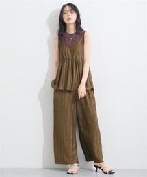nissen | プリーツキャミソールセットアップ（ギャザーキャミソール＋セミワイドパンツ）＜大きいサイズ有＞(パンツ)