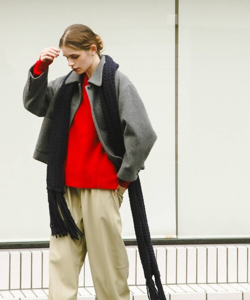 URBAN RESEARCH（アーバンリサーチ）の「Fratelli Talli　フリンジニットマフラー（マフラー・レディース・PINK/WHITE/NAVY・FREE）」の16枚目の写真