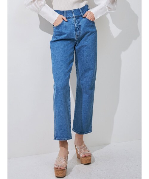 MERCURYDUO（マーキュリーデュオ）の「ハイウエストストレートストレッチデニム（デニムパンツ・レディース・インディゴ/ブルー・S/M）」の4枚目の写真