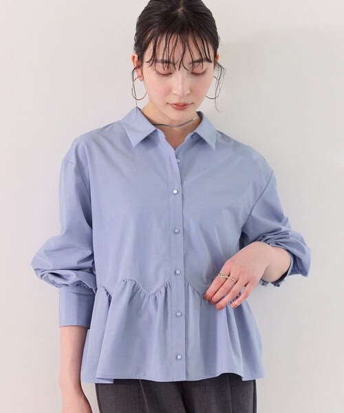 VIS(ビス)の「ウエーブヘムペプラムシャツ(シャツ/ブラウス・レディース・ホワイト/ブルー/イエロー・F)」の5枚目の写真