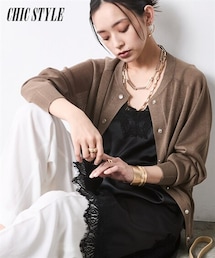 CHIC STYLE | シアーニットブルゾン<大きいサイズ有>シックスタイル(スウェット)