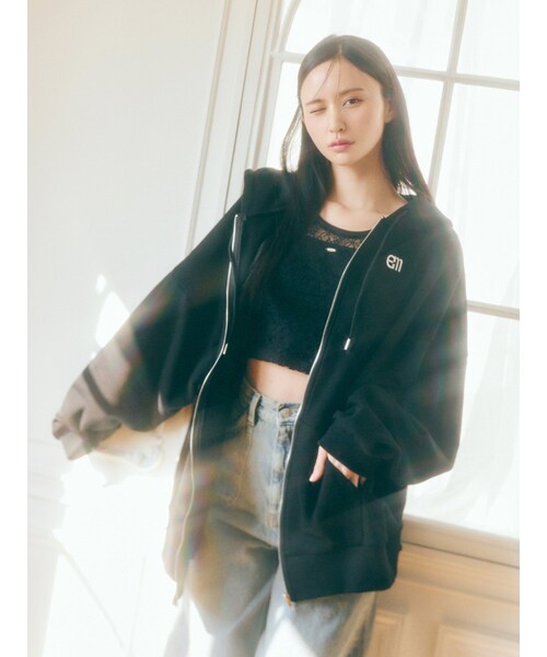 EATME（イートミー）の「フードパーカー（パーカー・レディース・オフホワイト/ブラック・F）」の4枚目の写真