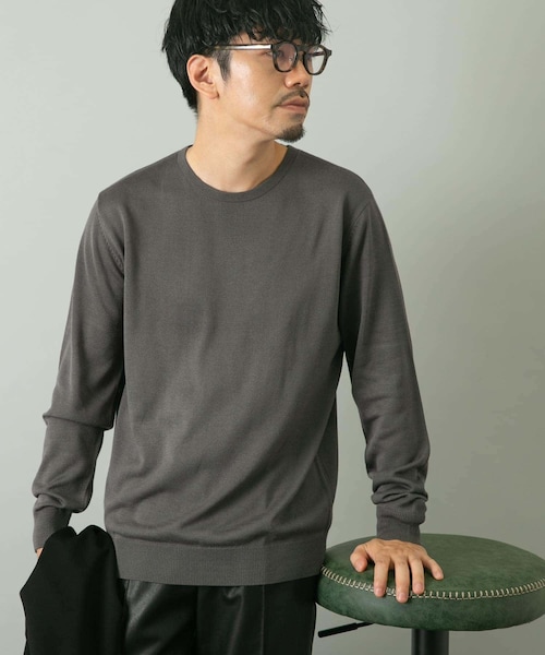 URBAN RESEARCH ROSSO（アーバンリサーチロッソ）の「『一部WEB限定カラー』『XLサイズあり』『UR TECH』ハイゲージクルーネックニット（ニット/セーター・メンズ・GRAY/BEIGE/NAVY/BLACK/L.BROWN・M/L/XL）」の6枚目の写真