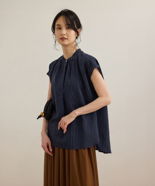 ROPE'（ロペ）の「【洗える】キュプラシルク フレンチスリーブブラウス（シャツ/ブラウス・レディース・ホワイト/ベージュ/ネイビー/ピンク系・F）」の13枚目の写真