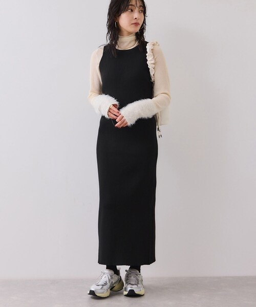 VIS（ビス）の「ねじりショートトップス付きロングニットワンピース/イージーケア（ワンピース・レディース・チャコール/キナリ/ベージュ・F）」の21枚目の写真