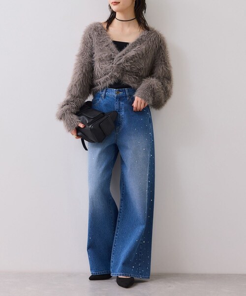 VIS（ビス）の「ねじりショートトップス付きロングニットワンピース/イージーケア（ワンピース・レディース・チャコール/キナリ/ベージュ・F）」の13枚目の写真