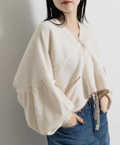 THE GOODLAND MARKET（ザグッドランドマーケット）の「77circa　make gather sleeve rib cardigan（カーディガン/ボレロ・レディース・off1/off2/off3・one）」の7枚目の写真