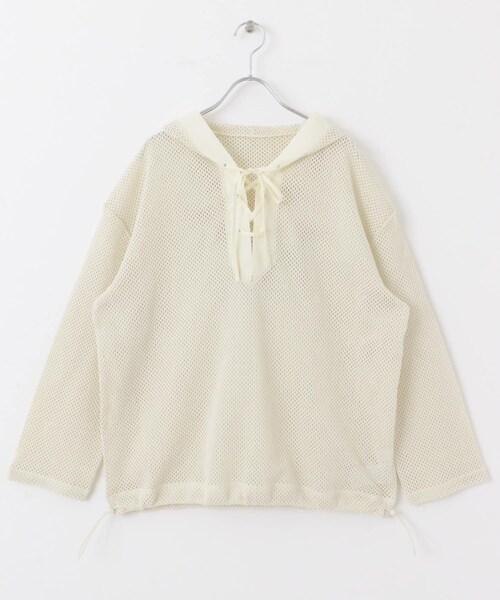 SENSE OF PLACE by URBAN RESEARCH(センスオブプレイスバイアーバンリサーチ)の「フーデットメッシュトップ(その他トップス・レディース・BLACK/IVORY/BROWN・one)」の12枚目の写真
