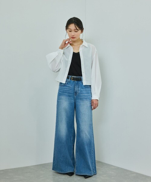 ROPE'（ロペ）の「【WEB・一部店舗限定】【接触冷感/UVカット】チュールコンビテレコタンクトップ（タンクトップ・レディース・ブラック/ホワイト/ピンク・F）」の9枚目の写真