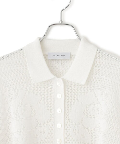 ADAM ET ROPE'(アダムエロペ)の「【サステナブル】クロシェニットシャツ(シャツ/ブラウス・レディース・ブラック/ホワイト・F)」の9枚目の写真