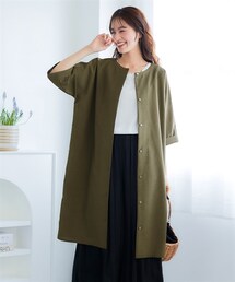 nissen | ＜大きいサイズ＞麻調合繊ドルマンスリーブロングシャツチュニック（吸汗速乾・UVカット）(シャツ/ブラウス)