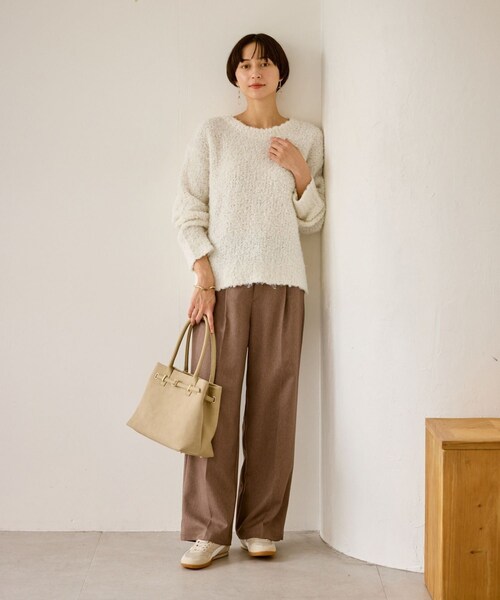 ROPE' PICNIC(ロペピクニック)の「ブークレカラーニット(ニット/セーター・レディース・ライトグレー/ホワイト/ライトグリーン/イエロー・F)」の12枚目の写真