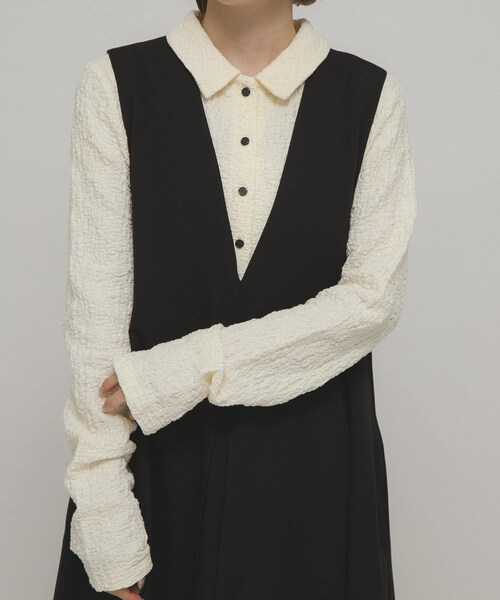 KBF（ケイビーエフ）の「ポコポコジャガードシャツ（シャツ/ブラウス・レディース・IVORY/PINK/BLACK・One）」の4枚目の写真