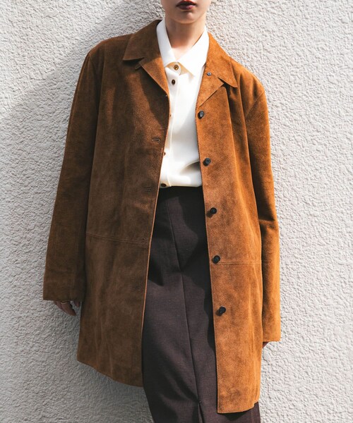 URBAN RESEARCH（アーバンリサーチ）の「LE17SEPTEMBRE　COW LEATHER SUEDE LONG COAT（テーラードジャケット・レディース・BROWN・36）」の2枚目の写真
