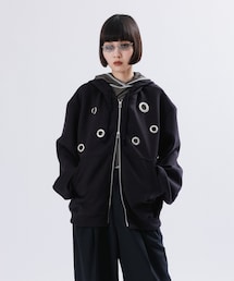 BIG EYELET STUCK HOODIE