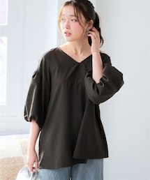 nissen | ＜大きいサイズ＞【ドライワッシャー】ふんわり袖ブラウス（吸汗速乾）(シャツ/ブラウス)