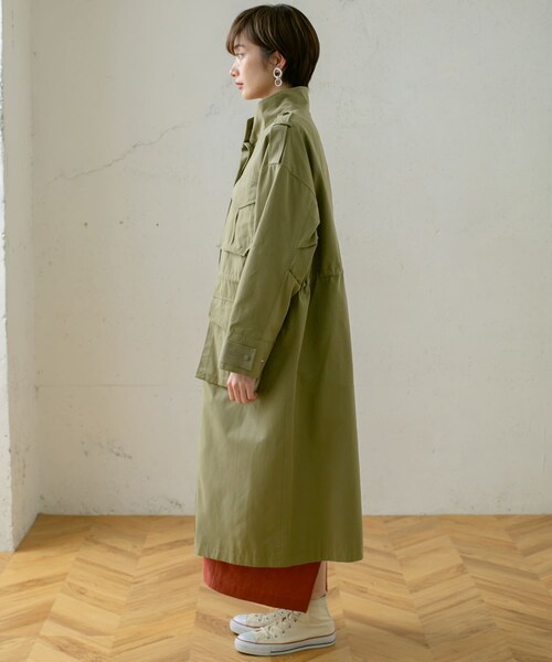 KBF(ケイビーエフ)の「ドロストミリタリーコート(ミリタリージャケット・レディース・BEIGE/KHAKI/ORANGE・one)」の16枚目の写真