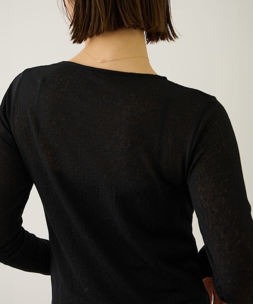 ROPE'（ロペ）の「コットンシアーロングスリーブカットソー/イージーケア（Tシャツ/カットソー・レディース・ブラック/ホワイト/ブラウン・F）」の5枚目の写真