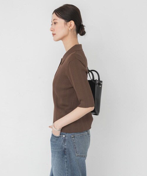 URBAN RESEARCH(アーバンリサーチ)の「ランダムリブポロ衿ニット(ポロシャツ・レディース・IVORY/BROWN/BRN BORDER/BRD BORDER・Free)」の21枚目の写真