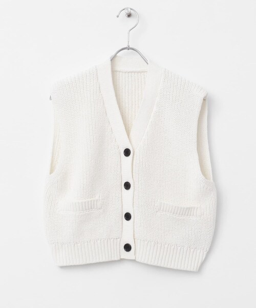 SENSE OF PLACE by URBAN RESEARCH（センスオブプレイスバイアーバンリサーチ）の「クロップドニットベスト（ベスト・レディース・IVORY/CHARCOAL/NAVY・one）」の16枚目の写真