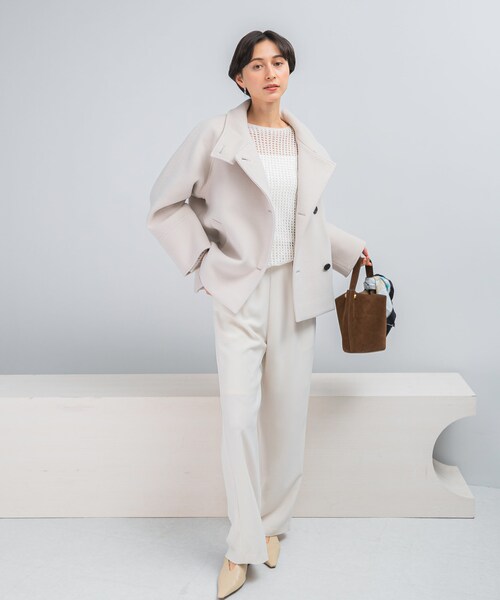 URBAN RESEARCH ROSSO（アーバンリサーチロッソ）の「スーパー140シャルム2WAYカラーコート（テーラードジャケット・レディース・L/GREIGE/MOCHA/CHARCOAL・FREE）」の10枚目の写真