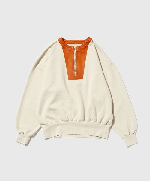 ADAM ET ROPE'（アダムエロペ）の「【KYOU/キョウ】 JEFFERSON Leather x Original Supima Aging Cotton Sweat（スウェット・メンズ・ブラック/ホワイト系・0/1/2）」の7枚目の写真